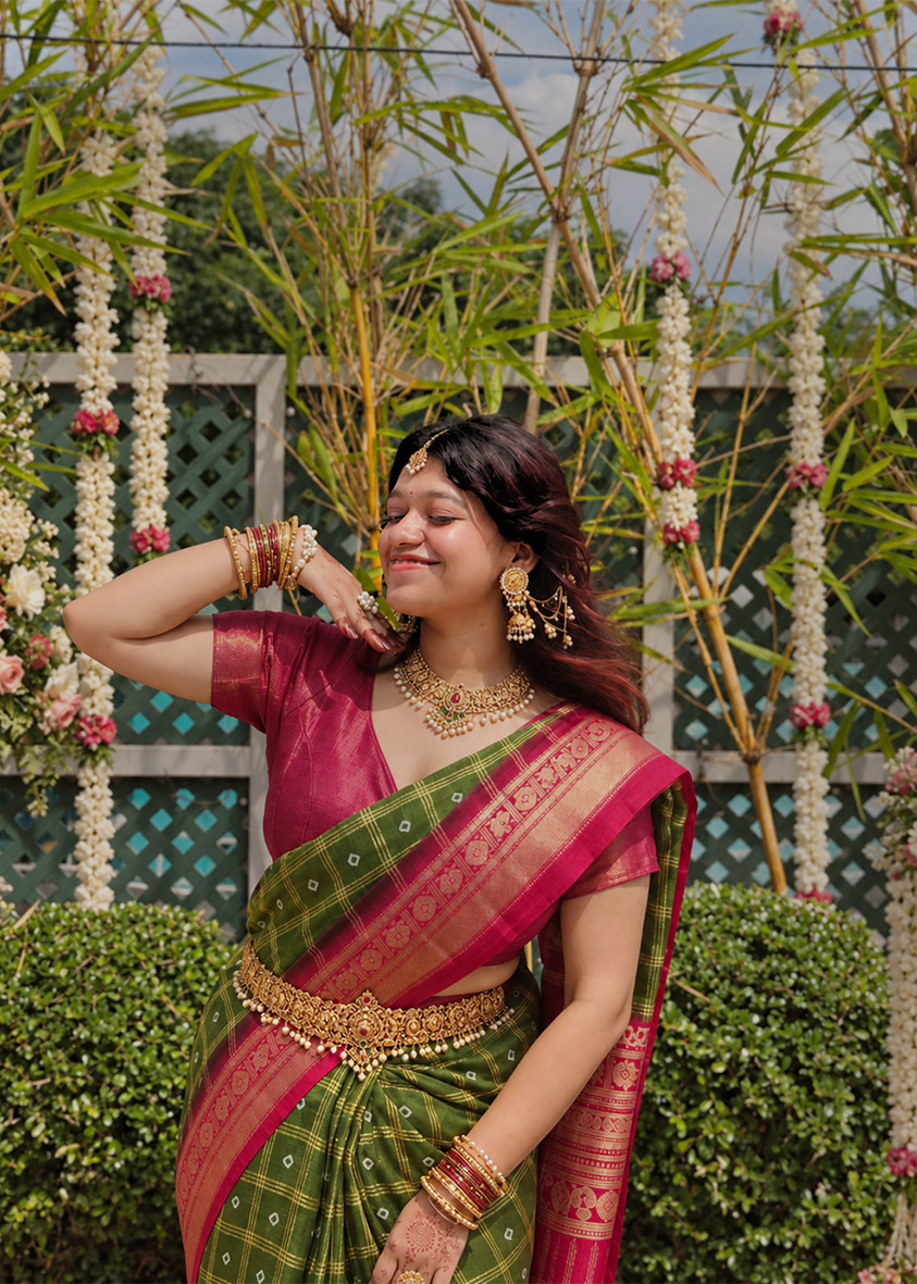 Sungudi Wedding Saree - Handcrafted Bridal Saree from Madurai Sungudi wedding saree - rich weave for bridal and ceremonial occasions